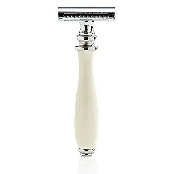 Parker 111w - White Resin Handle Safety Razor