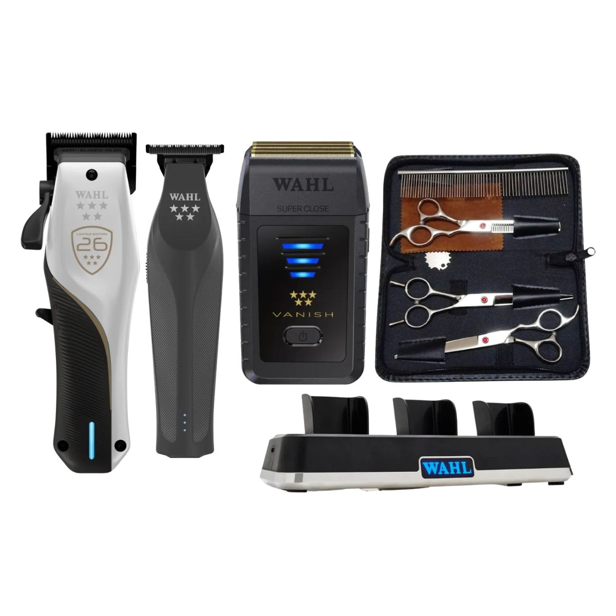 Wahl Vapor CE + Hi Viz Nightshade + Vanish + Charge Dock + Scissor Kit