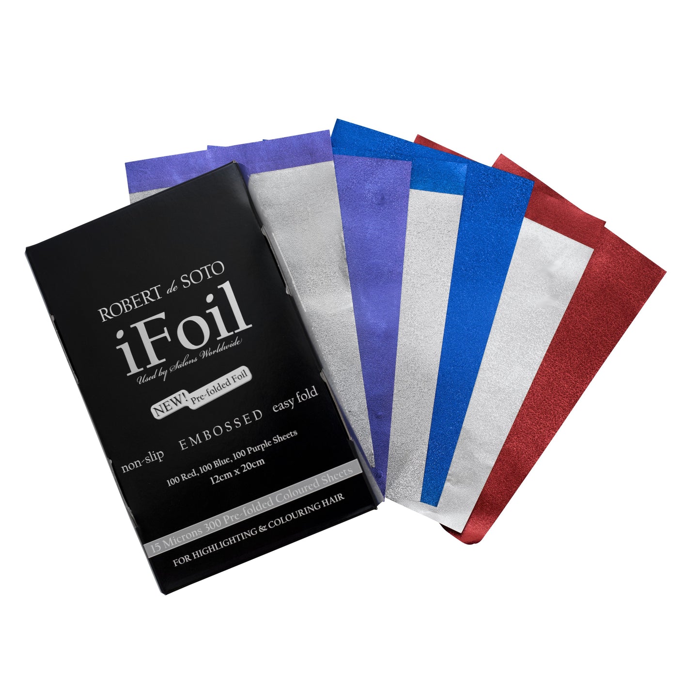 Robert Desoto Ifoil 15 Micron Embossed Pre Cut Foil 100 Sheets 120 X 200mm - Red/blue/purple