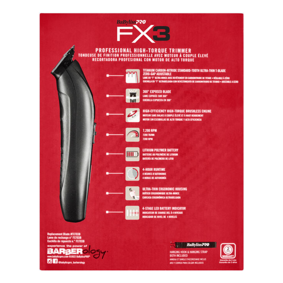 BaBylissPRO FX3 Professional High Torque Trimmer - Black