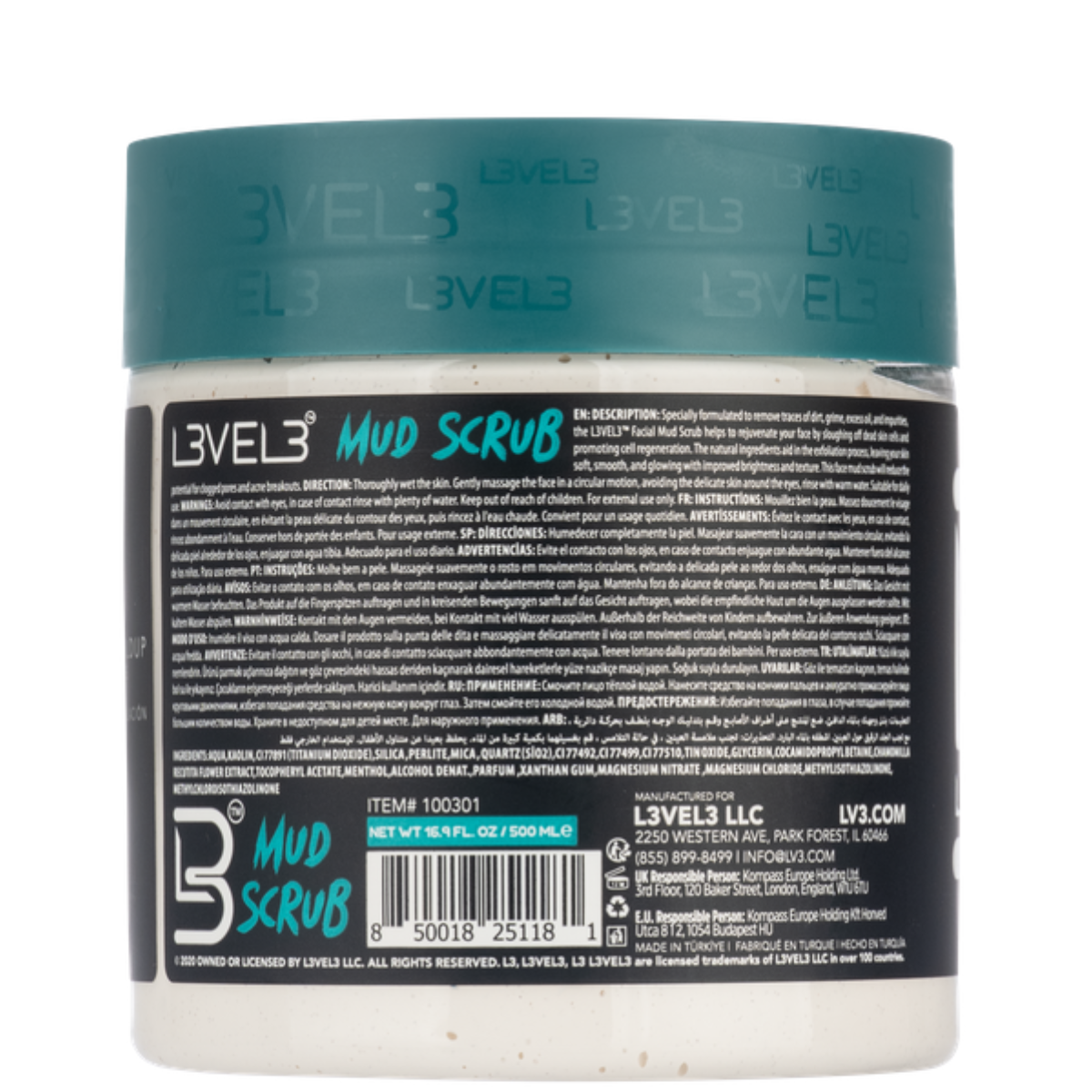 L3VEL3 Deep Cleansing Facial Scrub Mask Mud - 500ml