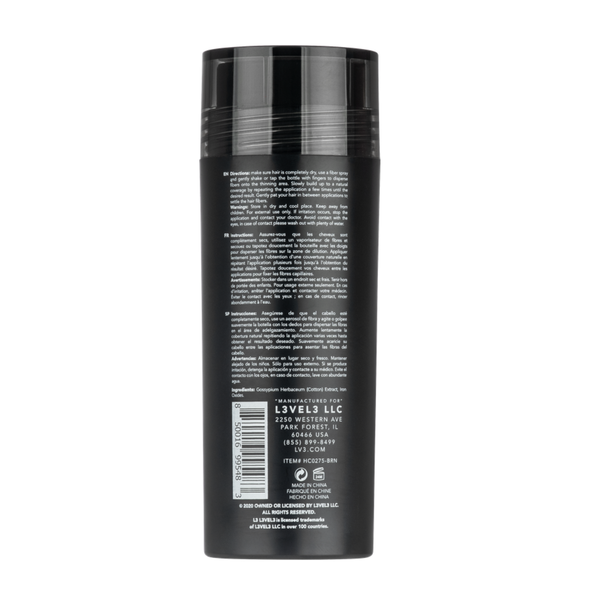 L3VEL3 Hair Fibers 27.5g - Dark Brown