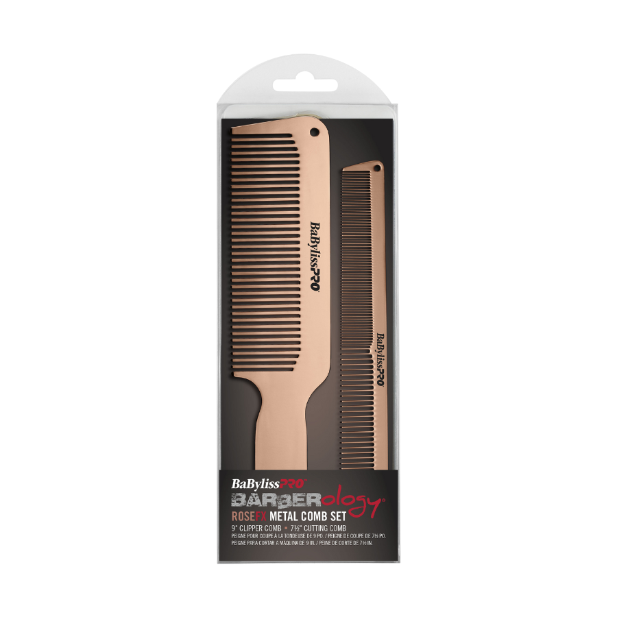 BaBylissPRO Barberology Metal Comb Set 2pc - Rose Gold