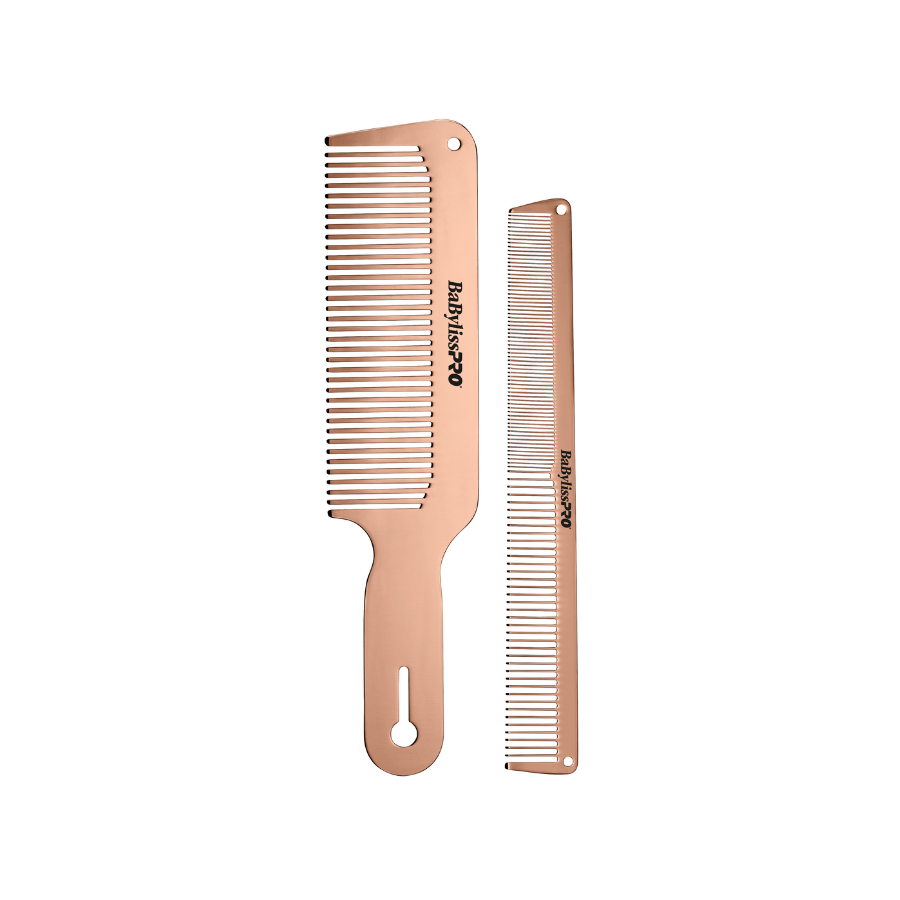 BaBylissPRO Barberology Metal Comb Set 2pc - Rose Gold