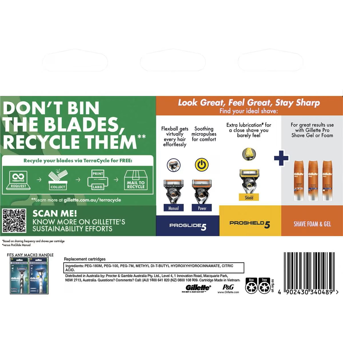 Gillette Mach3 Turbo 3d Razor Blade Refills 8 Pack