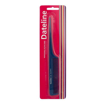 Dateline Professional Blue Celcon Tail Comb with Fine Teeth 8" 500 - Plastic Pin