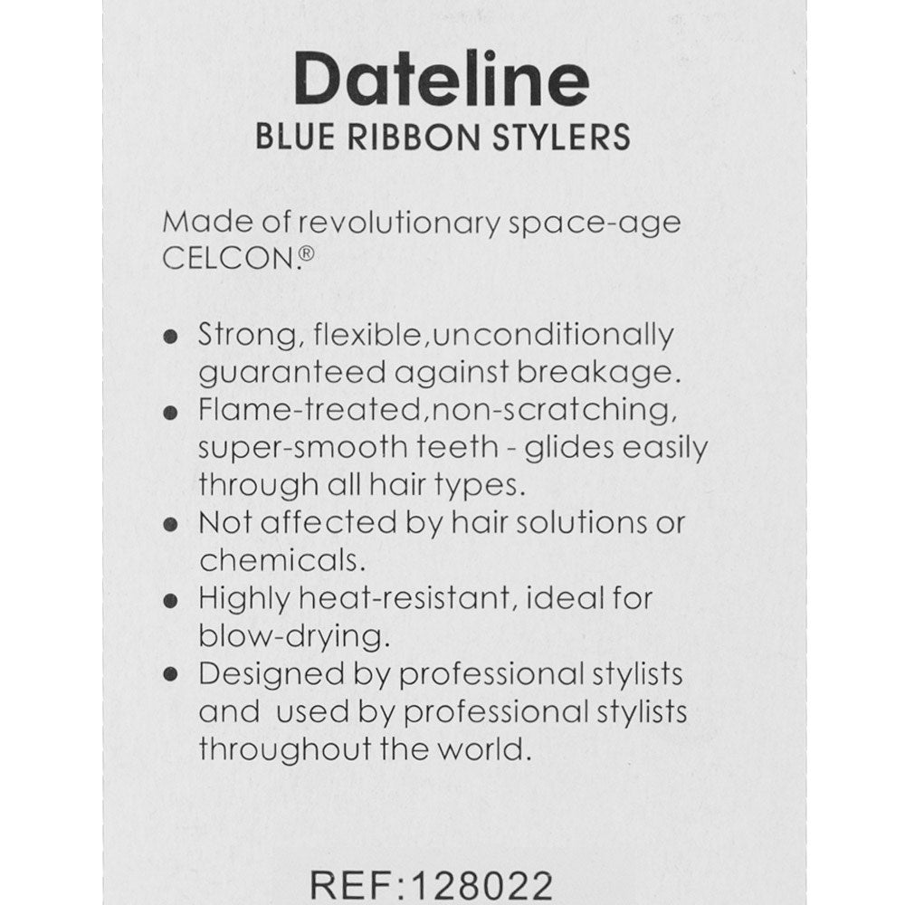 Dateline Professional Blue Celcon Teasing Comb With Rubber Grip And 5 Tails 7 1/2 Mkiir - Stainless Steel