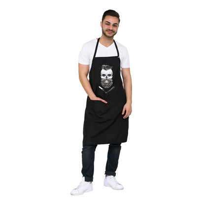 Salon Smart Barbers Classic Skull Apron - Black