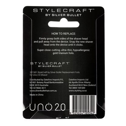 StyleCraft by Silver Bullet Uno 2.0 Shaver Replacement Foil