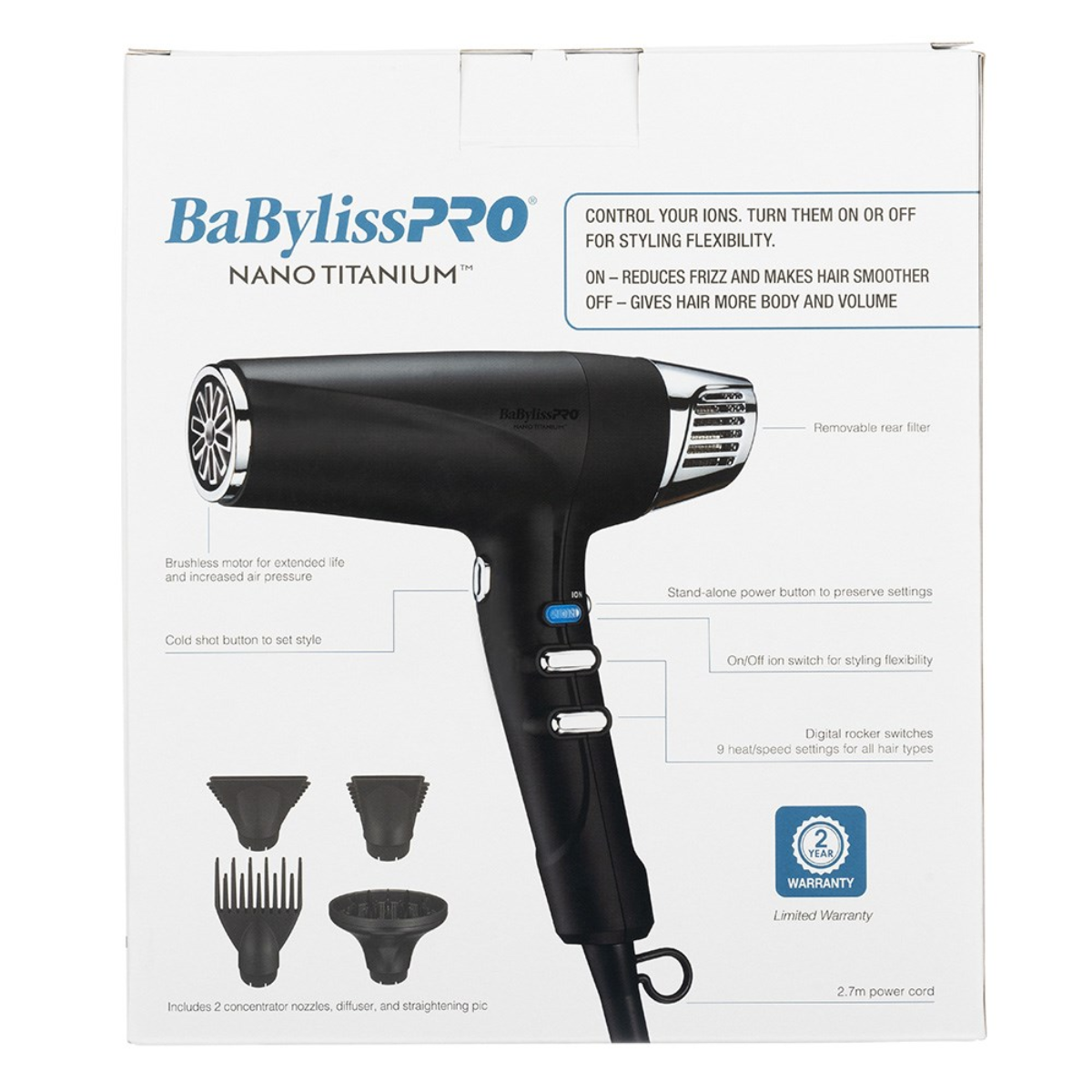 BaBylissPRO Nano Titanium Dual Ionic Hair Dryer