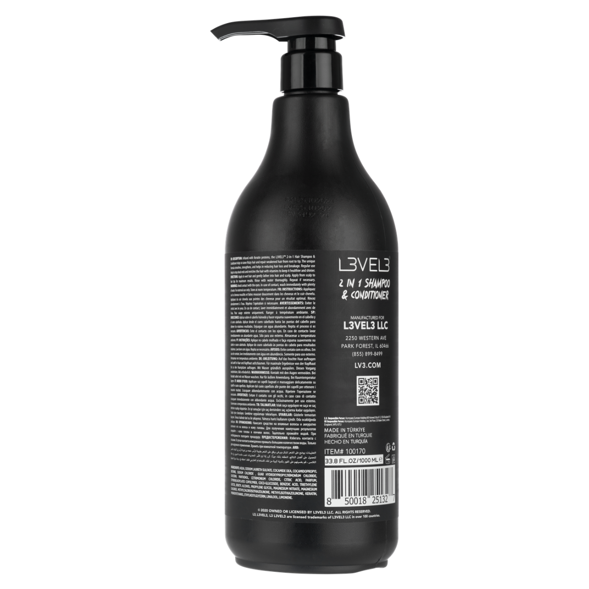 L3VEL3 2 in 1 Keratin Infused Shampoo & Conditioner - 1000ml
