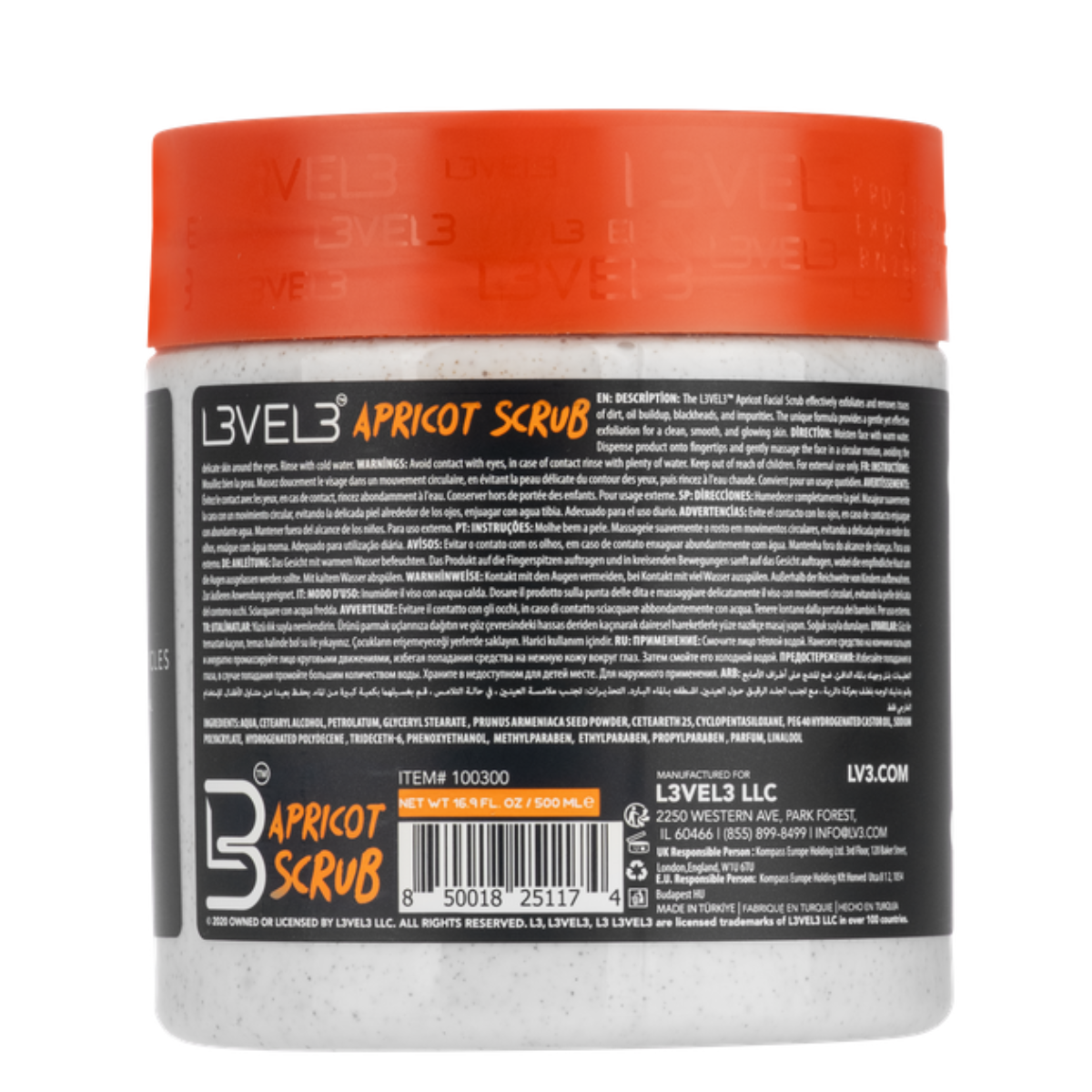 L3VEL3 Exfoliating Facial Scrub Mask Apricot - 500ml