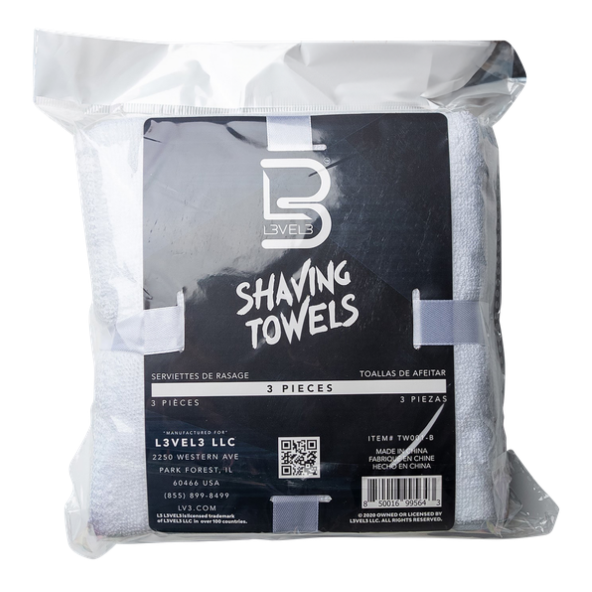 L3VEL3 Facial Towels White - 3pc
