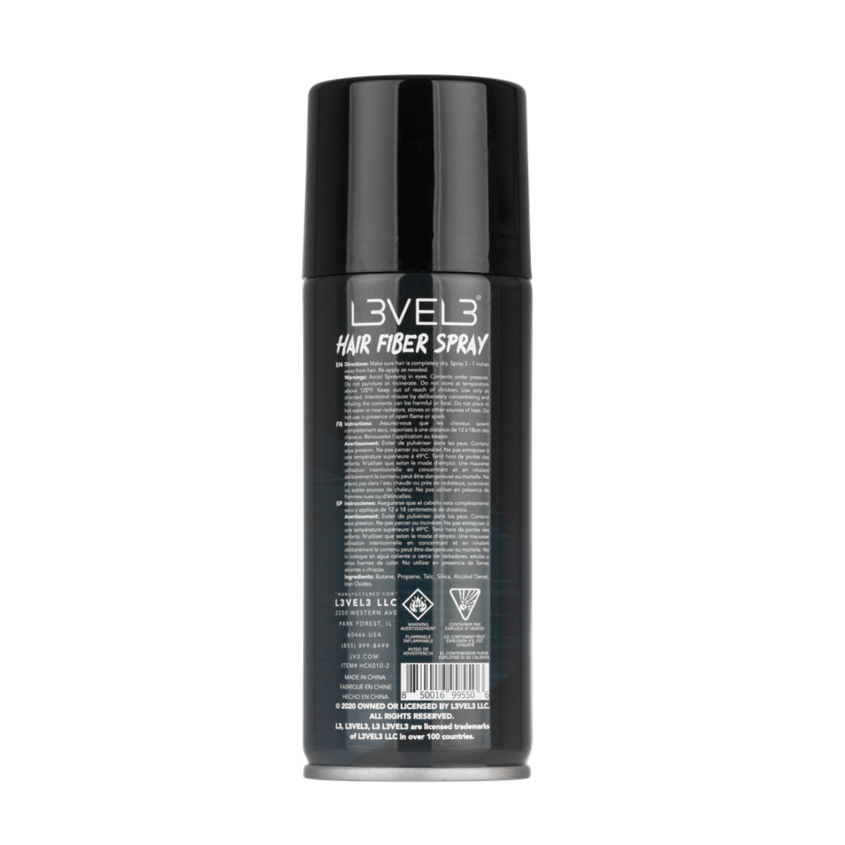 L3VEL3 Hair Fiber Spray 120g - Black