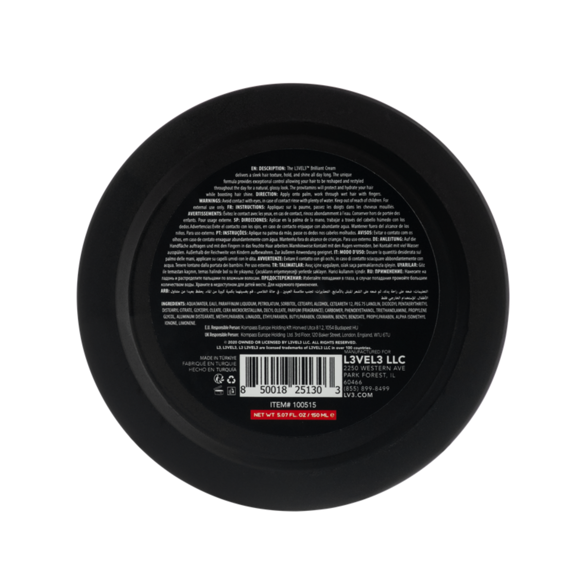 L3VEL3 Brilliant Styling Cream (Hold 1) - 150ml