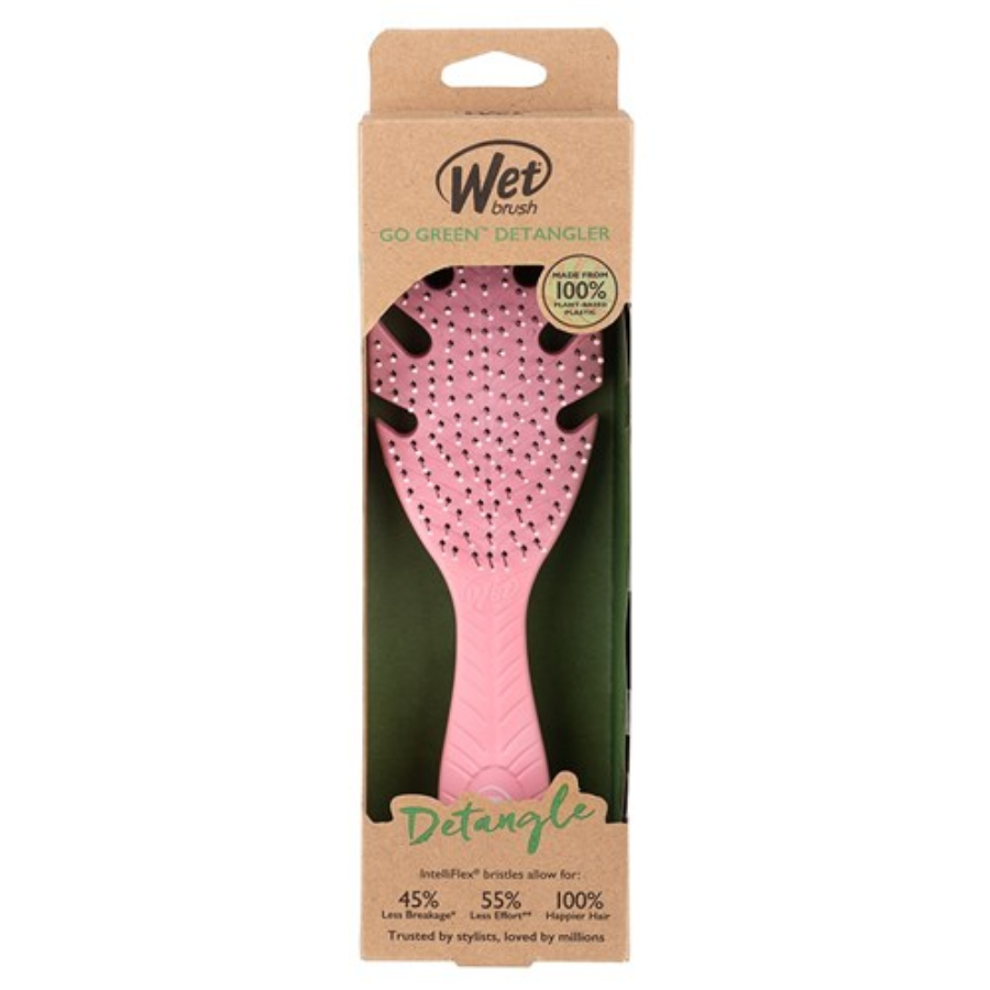 WetBrush Go Green Detangler Hair Brush - Pink Leaf