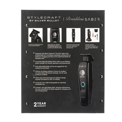 StyleCraft by Silver Bullet Saber Digital Brushless Hair Trimmer Black