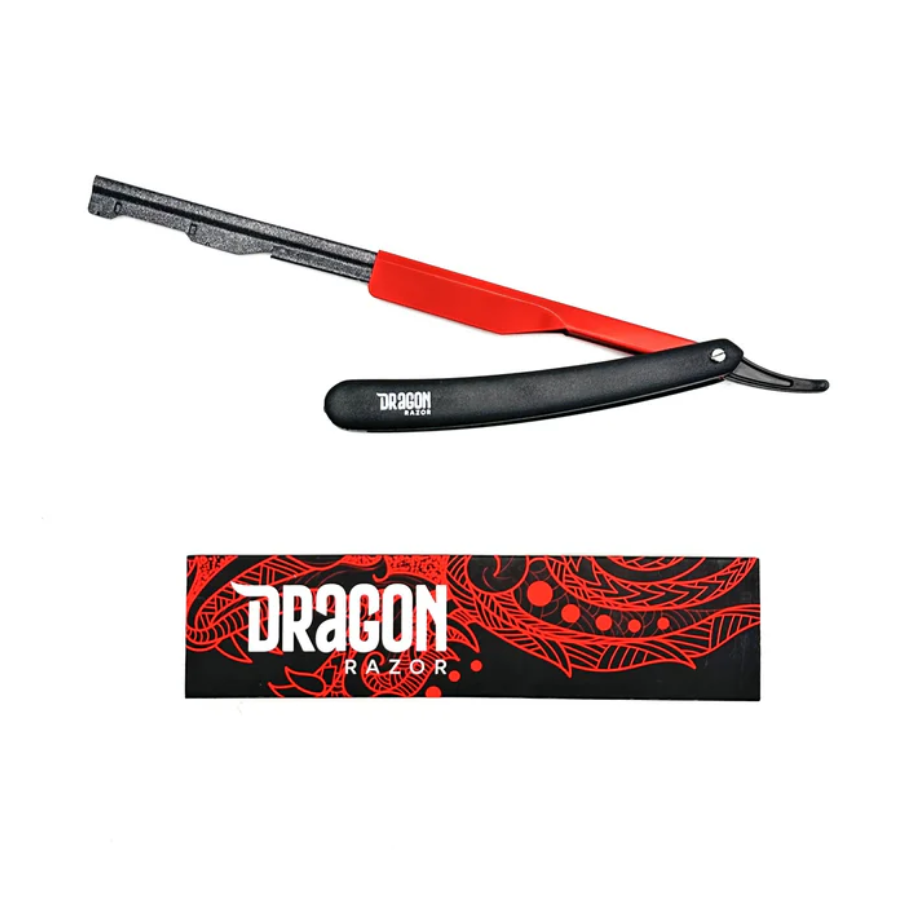 Dragon Razor Cut Throat Single Edge Razor Black and Red
