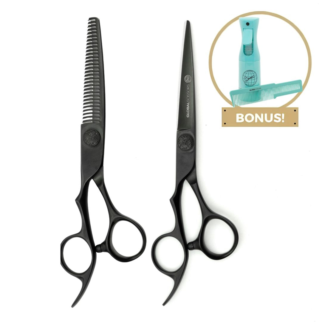 Global Scissors Ebony Haircutting Scissors Set