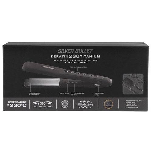 Silver Bullet Keratin 230 Silver Titanium Wide Plates Straightener - 38mm