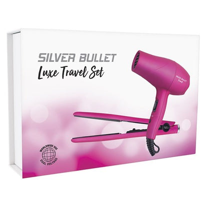 Silver Bullet Luxe Travel Set Dryer 2200w And Straightener - Pink