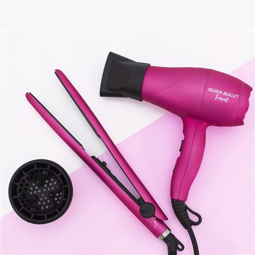 Silver Bullet Luxe Travel Set Dryer 2200w And Straightener - Pink