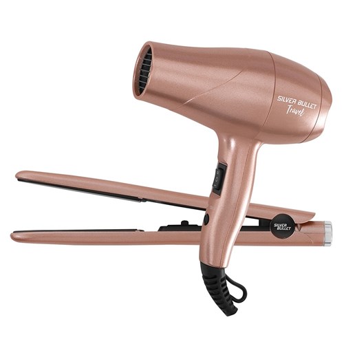 Silver Bullet Luxe Travel Set Dryer 2200w And Straightener - Rose Gold