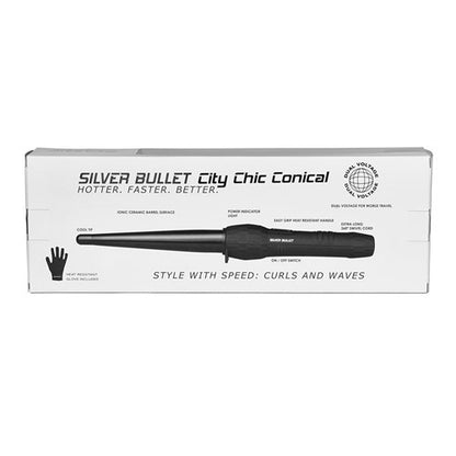 Silver Bullet City Chic Regular Ceramic Conical Curling Iron Black - 13mm-25mm