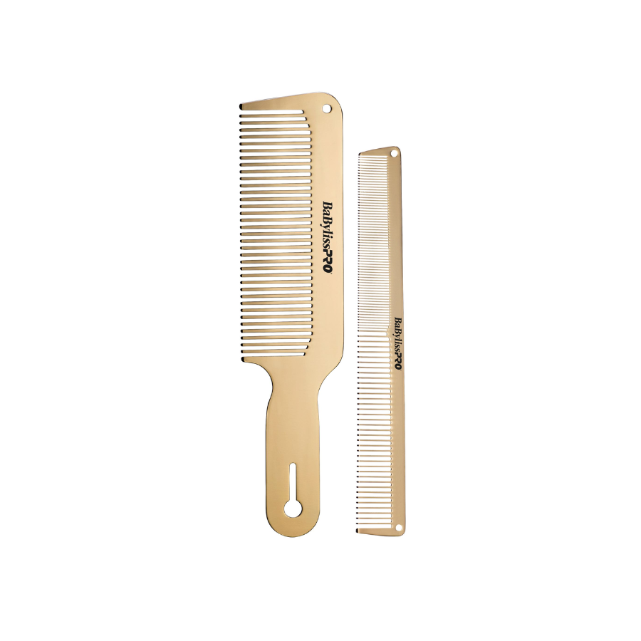 BaBylissPRO Barberology Metal Comb Set 2pc - Gold