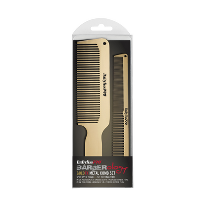 BaBylissPRO Barberology Metal Comb Set 2pc - Gold