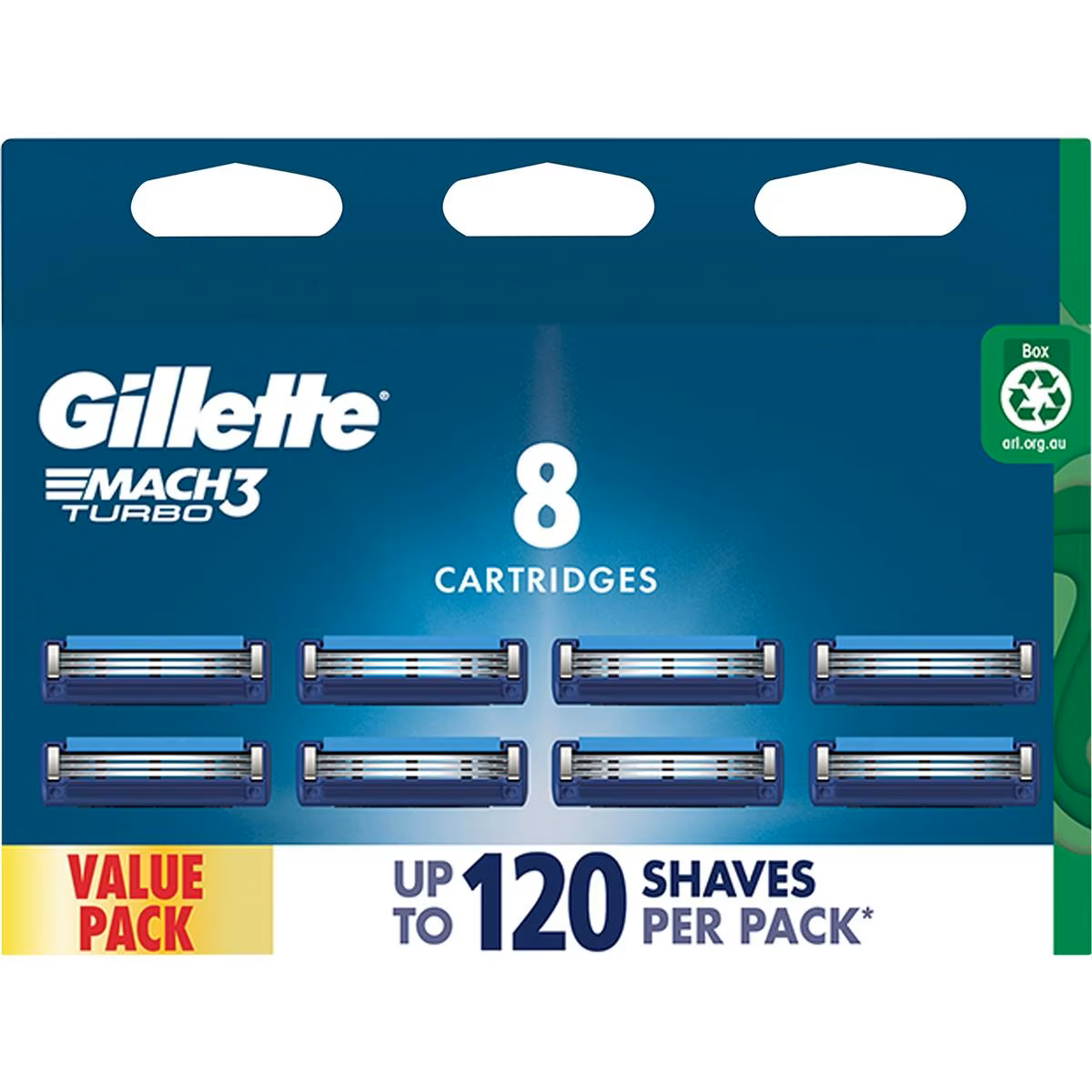 Gillette Mach3 Turbo 3d Razor Blade Refills 8 Pack