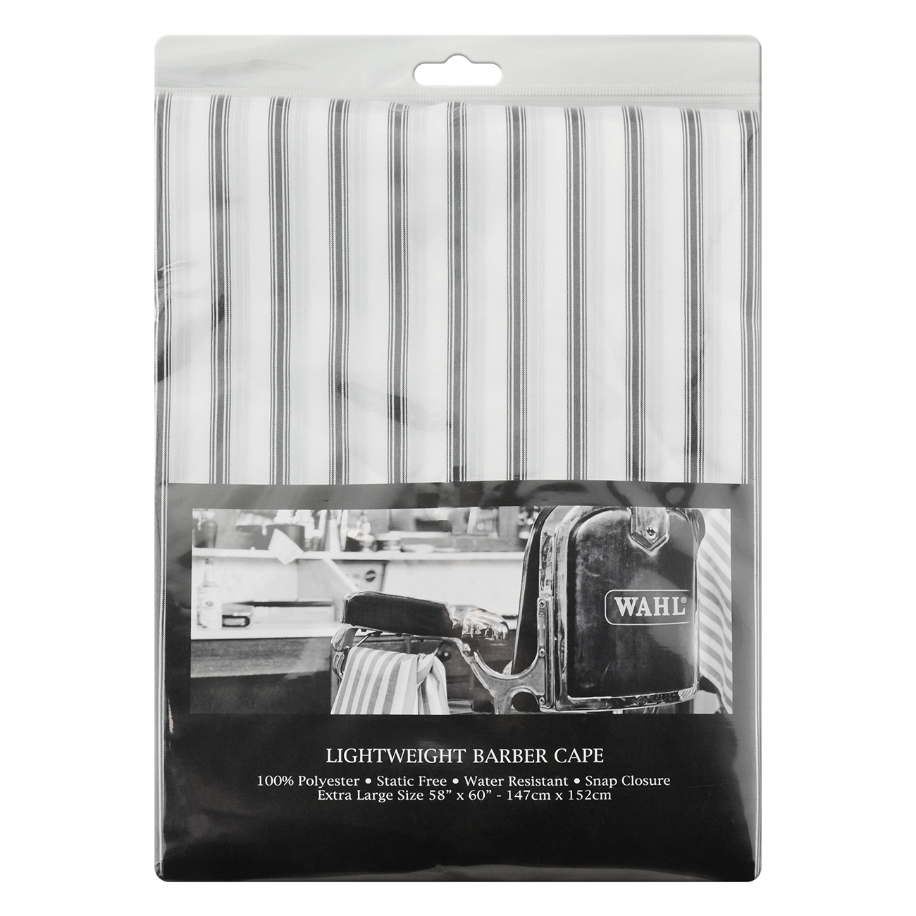 Wahl Pin Stripe Barbers Cape-white