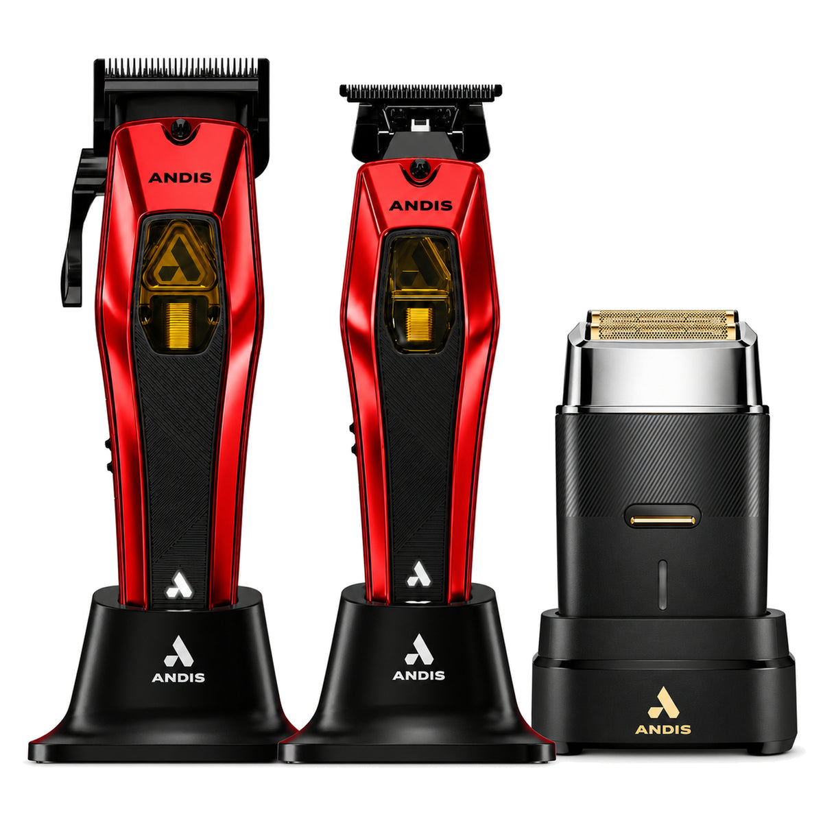 Andis Recon Clipper & Trimmer Red Limited Edition Duo + FREE TS-3 Shaver Bundle