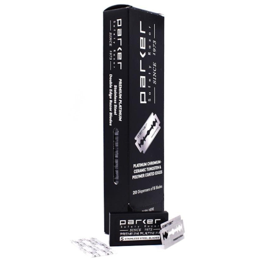 Parker Premium Platinum Double Edge Safety Razor Blades - 100 Blade Pack