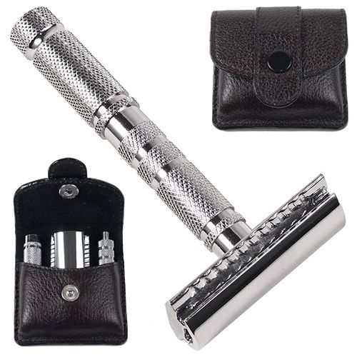 Parker Travel Safety Razor With Leather Case